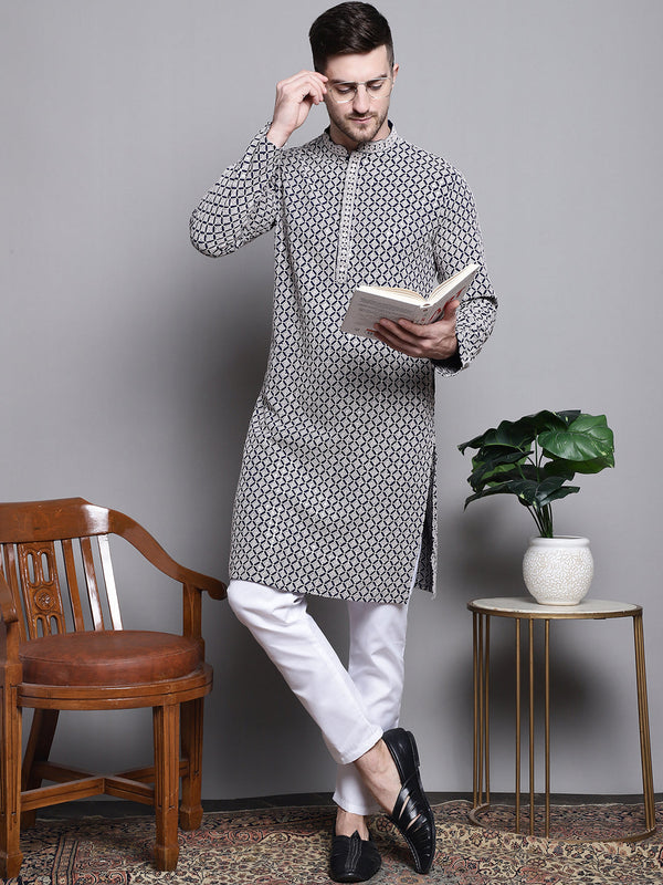 Sequin Embroidered Pure Cotton Kurta with Pyjamas | WomensFashionFun.com