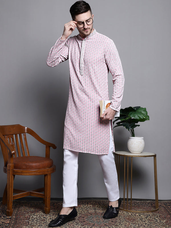 Sequin Embroidered Pure Cotton Kurta with Pyjamas | WomensFashionFun.com