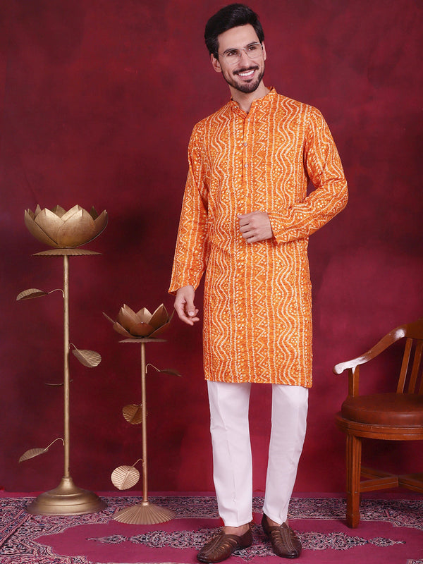 Men's Bandhani Printed Kurta with Pyjama | WomensFashionFun.com