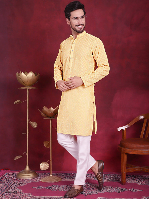 Men's Chikankari Embroidered Kurta Pyjama Set | WomensFashionFun.com