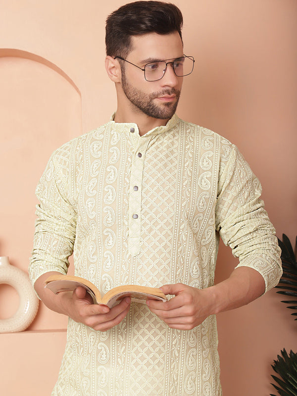 Men's Chikankari Embroidered Kurta Pyjama Set | WomensFashionFun