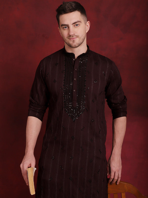 Men's Sequins Embroidered Kurta Pyjama Set  | WomensFashionFun