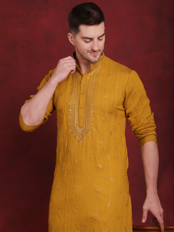 Men's Sequins Embroidered Kurta Pyjama Set  | WomensFashionFun