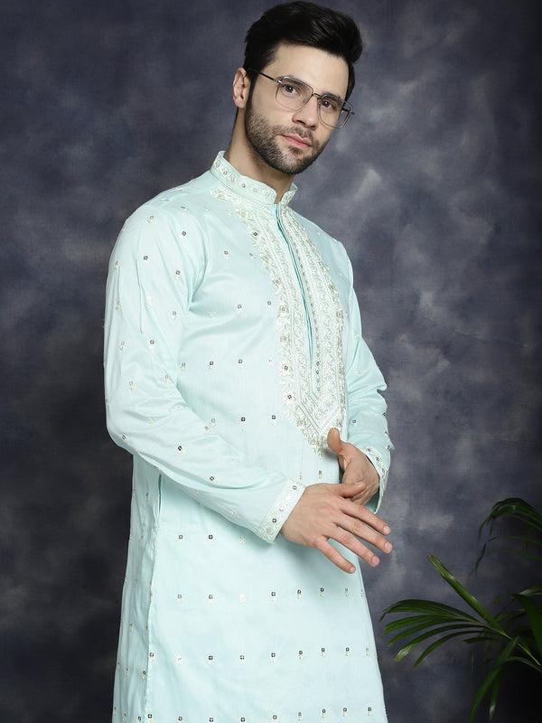 Men's Chikankari Embroidered Kurta Pyjama Set  | WomensFashionFun