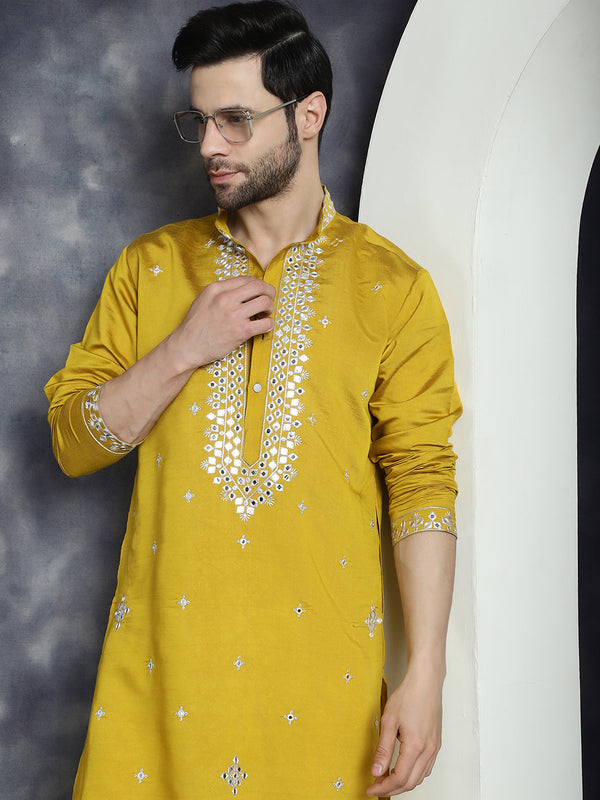 Men's Embroidered Kurta With Pyjama  | WomensFashionFun