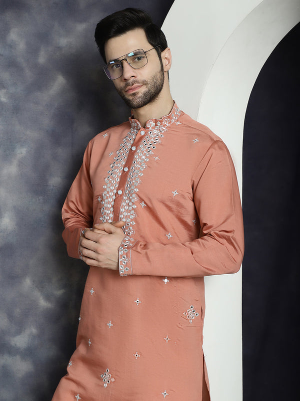 Men's Embroidered Kurta With Pyjama  | WomensFashionFun