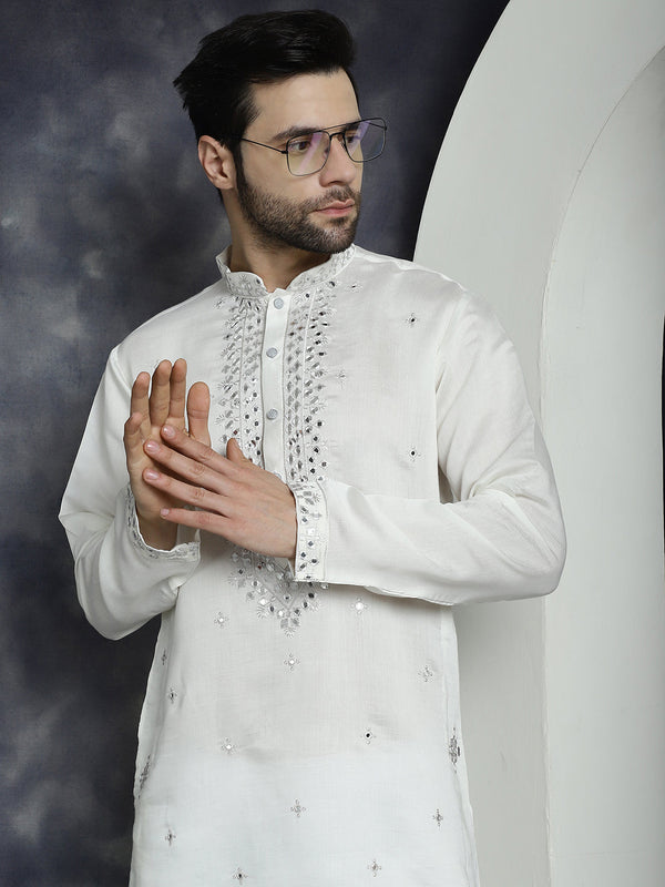 Men's Embroidered Kurta With Pyjama  | WomensFashionFun