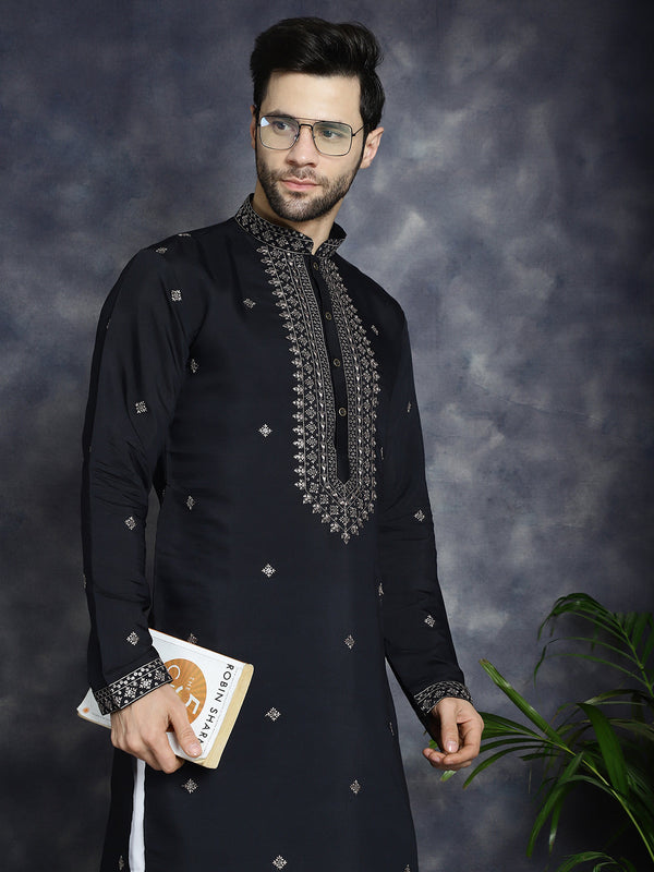 Men's Sequins Embroidered Kurta With Pyjama  | WomensFashionFun