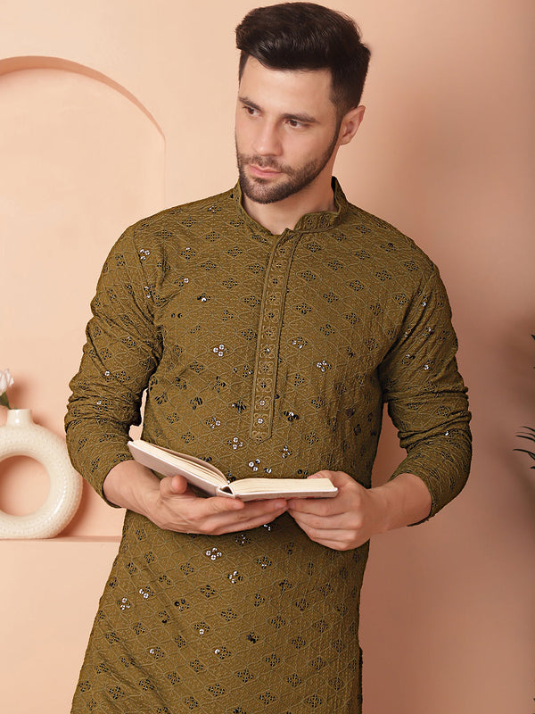 Men's Chikankari and Sequence Kurta with Pyjama | WomensFashionFun