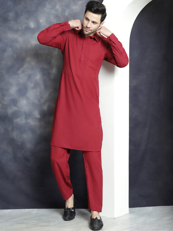 Men's Solid Pathani Kurta with Salwar  | WomensFashionFun