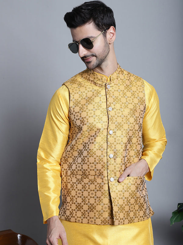 Men's Woven Design Nehru Jacket | WomensFashionFun.com