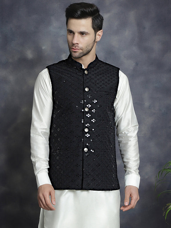 Men's embroidered and sequins Nehru Jacket  | WomensFashionFun