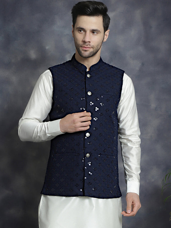 Men's embroidered and sequins Nehru Jacket  | WomensFashionFun