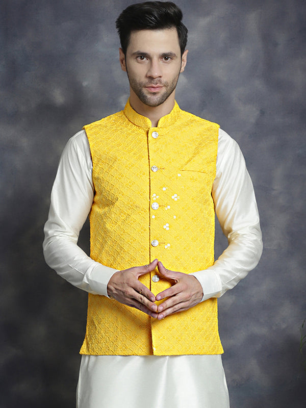 Men's embroidered and sequins Nehru Jacket  | WomensFashionFun