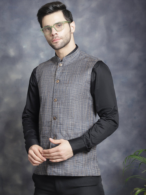 Men's Woven Design Nehru Jacket  | WomensFashionFun