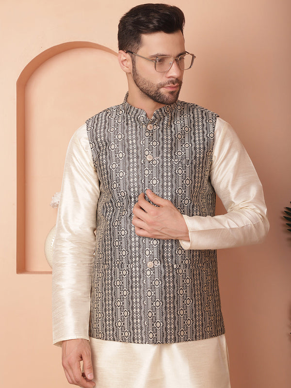 Men's Woven Design Nehru Jacket | WomensFashionFun