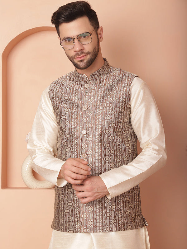 Men's Woven Design Nehru Jacket | WomensFashionFun