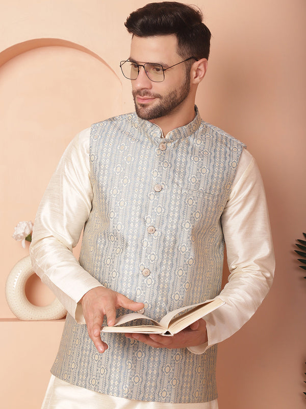 Men's Woven Design Nehru Jacket | WomensFashionFun