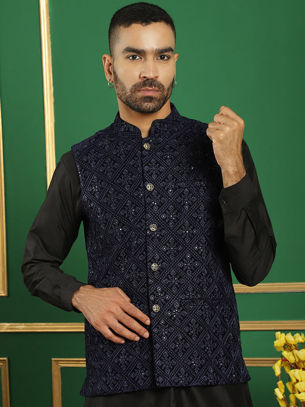 Men's Sequins Velvet Nehru Jacket | WomensFashionFun