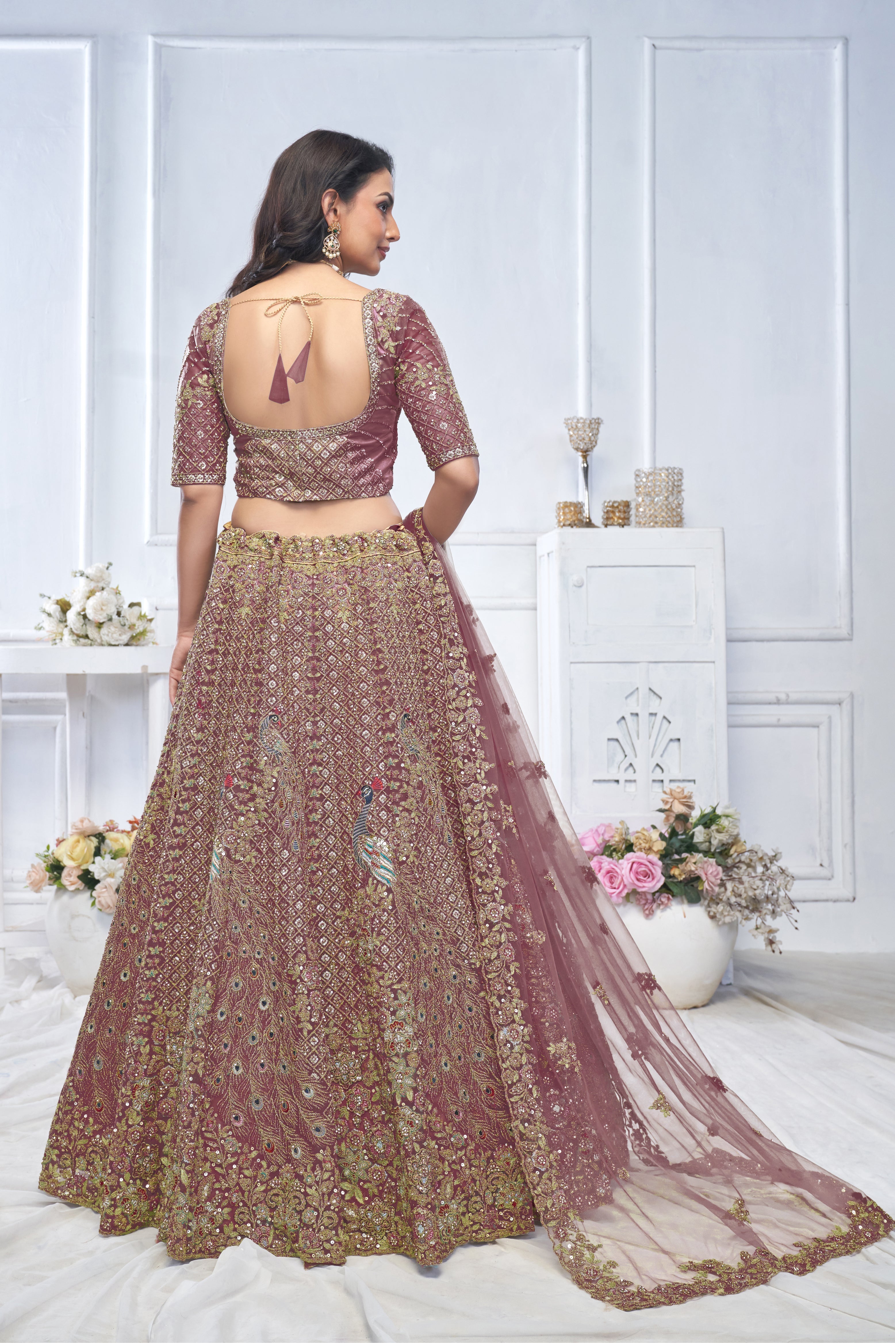 Women Dark Purple Bridal Wear Lehenga WomensFashionFun