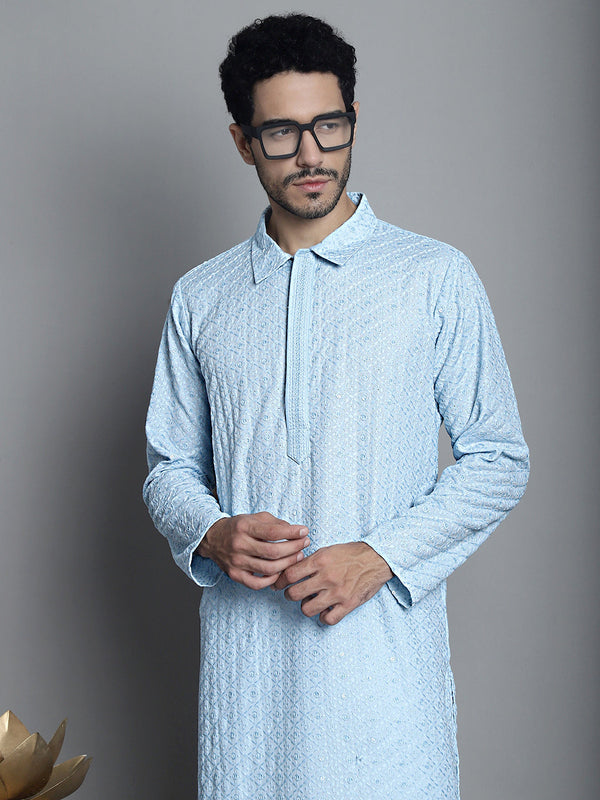 Men's Chikankari Embroidered and Sequence Kurta Only | WomensFashionFun.com