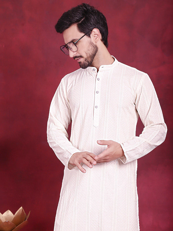 Men's Sequins Chikankari Embroidered Kurtas. | WomensFashionFun.com