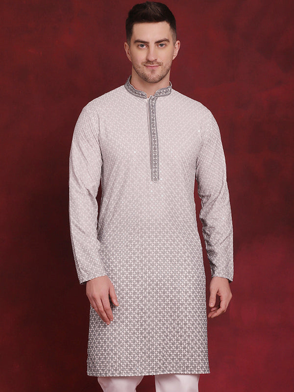 Men Sequins Embroidered Kurtas  | WomensFashionFun