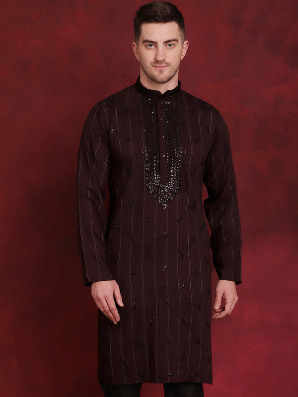 Men Sequins Embroidered Kurtas  | WomensFashionFun