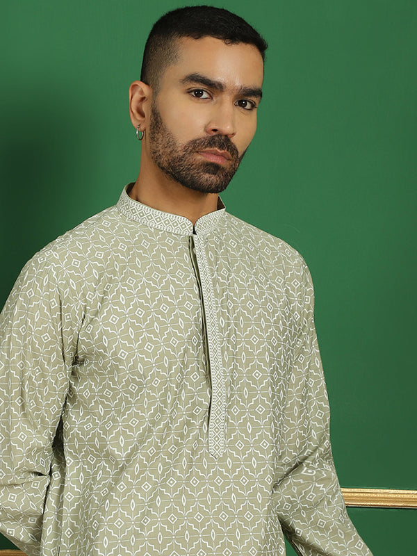 Men Blue Embroidered and Sequence Kurtas | WomensFashionFun