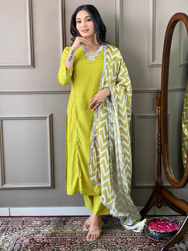 Women's Viscose Embroidered Straight Kurta with Pant And Silk Printed Dupatta Sets | womensfashionfun