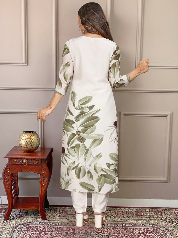 Women Embroidered  French Crepe with Cotton Lining Kurta Pant Set With Dupata