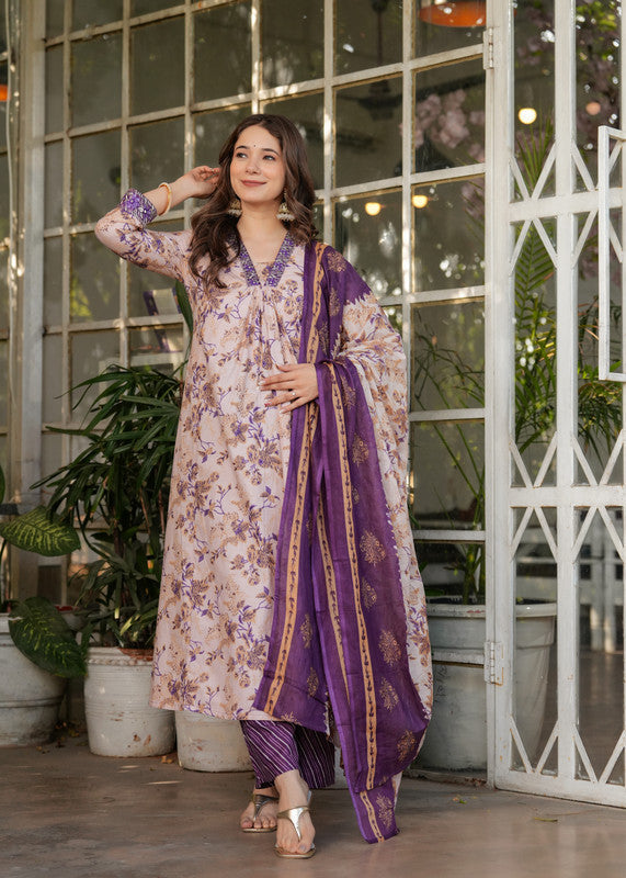 Women's Pure Cotton Printed Straight Kurta with Pant And Dupatta Sets | womensfashionfun