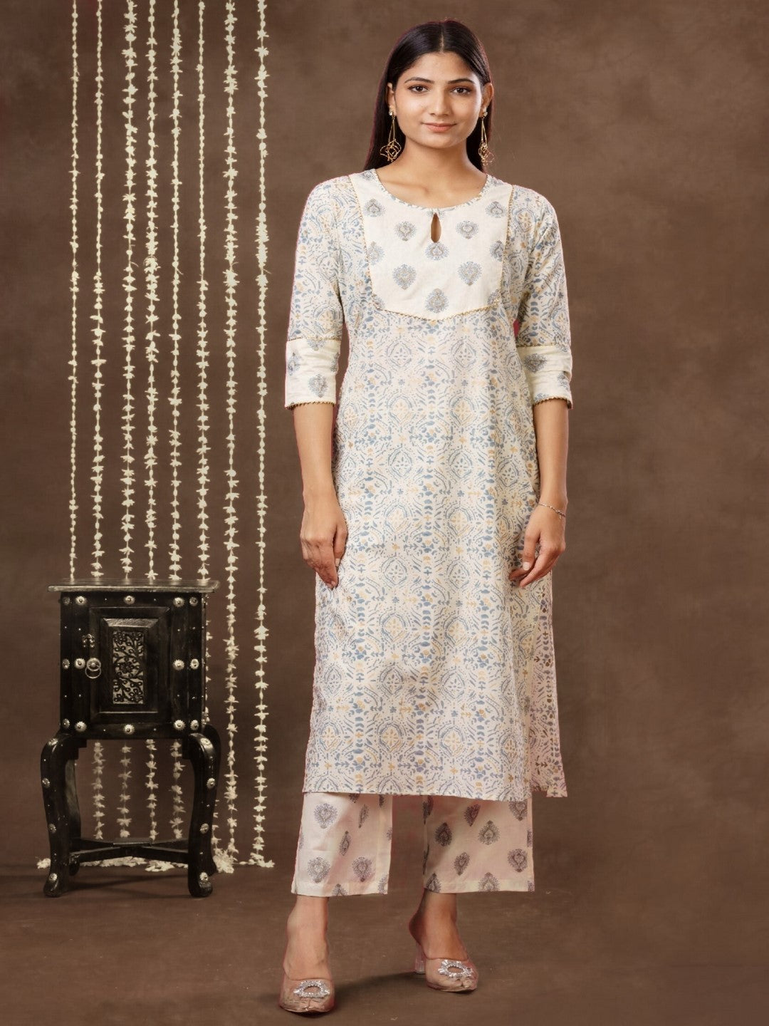 Printed Rayon Kurta Bottom Set