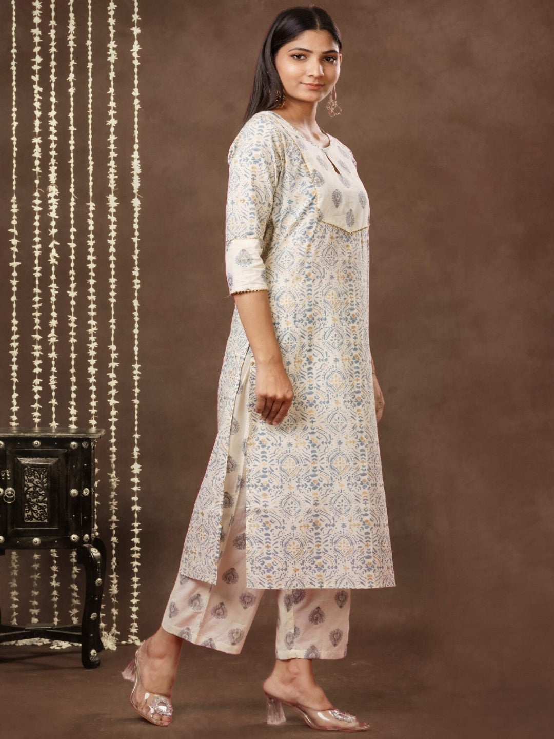 Printed Rayon Kurta Bottom Set