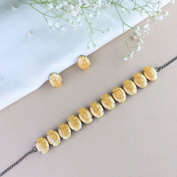 Glamorous Fashionable Eye-Catching Yellow Beaded Choker and Earrings Set For Women/Girls (ML318Y) | Womensfashionfun