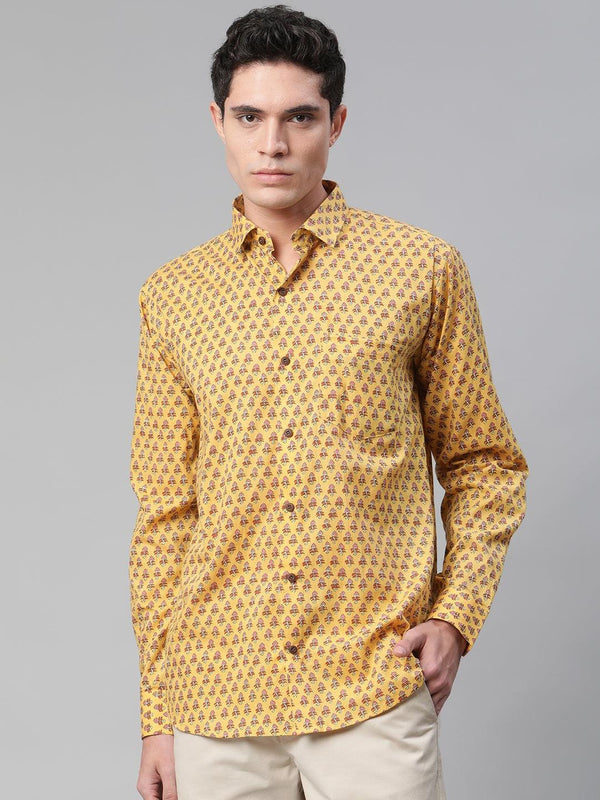 Millennial Men Mustard & Pink Cotton  Full Sleeve  Shirt for Men-MMF0282 | WomensFashionFun