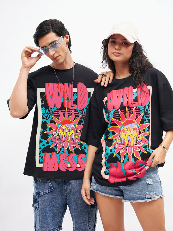 Unisex Black WILD MESS Oversized T-Shirt | WomensFashionFun.com