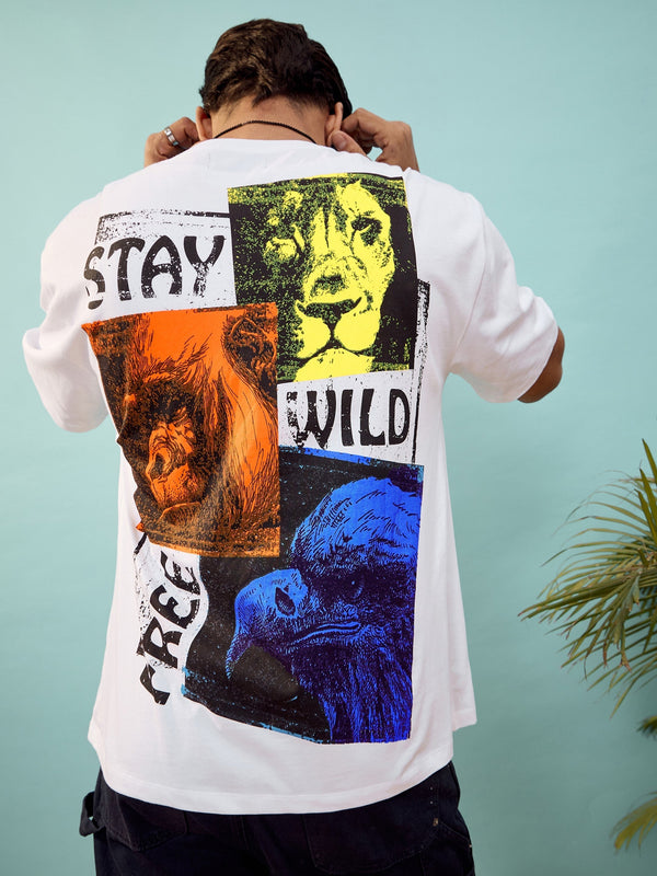 Unisex White STAY WILD Oversize T-Shirt | WomensFashionFun.com