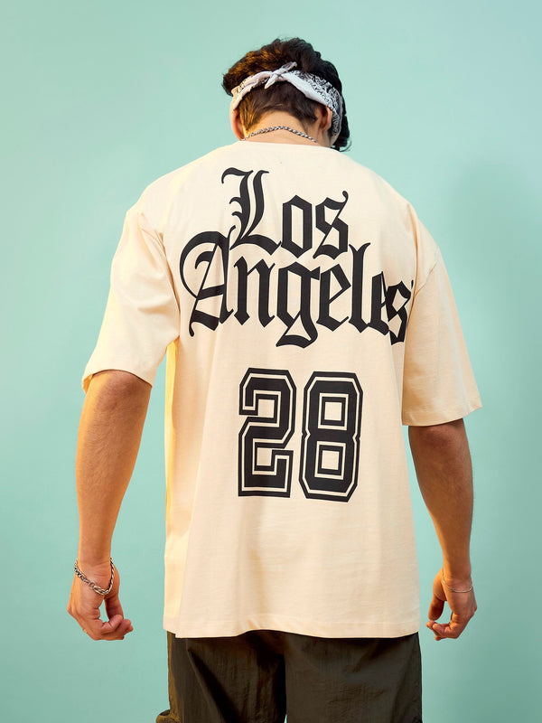 Unisex Beige LOS ANGELES Oversize T-Shirt | WomensFashionFun.com