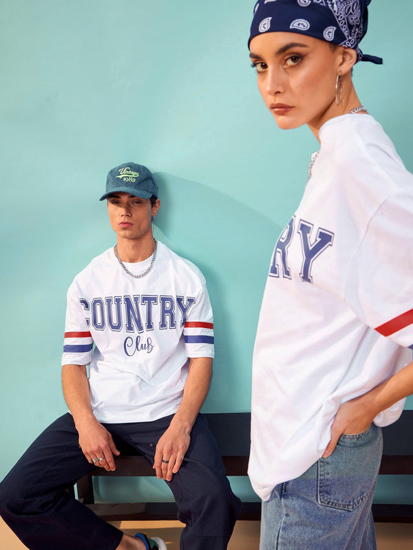 Unisex White COUNTRY Oversize T-Shirt | WomensFashionFun.com