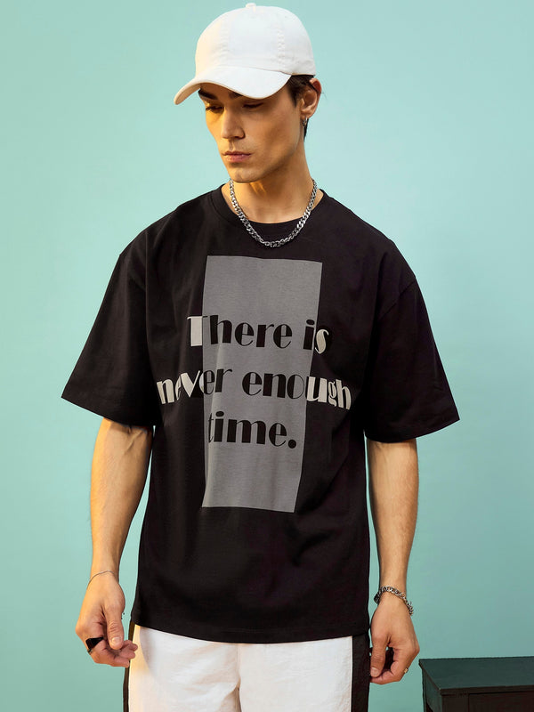 Unisex Black ENOUGH TIME Oversize T-Shirt | WomensFashionFun.com