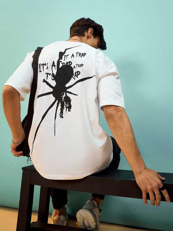 Unisex White Spider Trap Oversize T-Shirt | WomensFashionFun.com