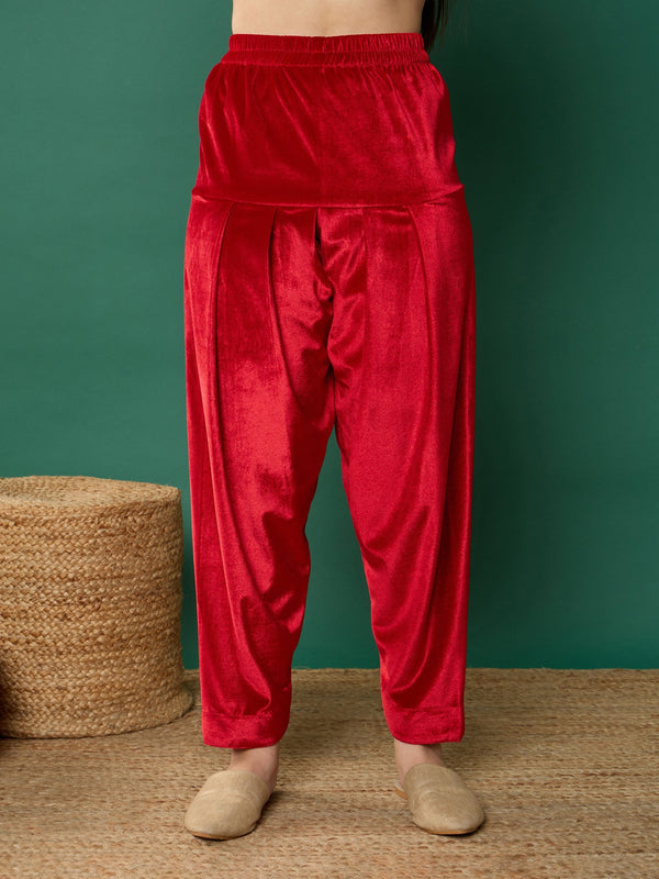 Girl Red Velvet Salwar Pants | WOMENSFASHIONFUN