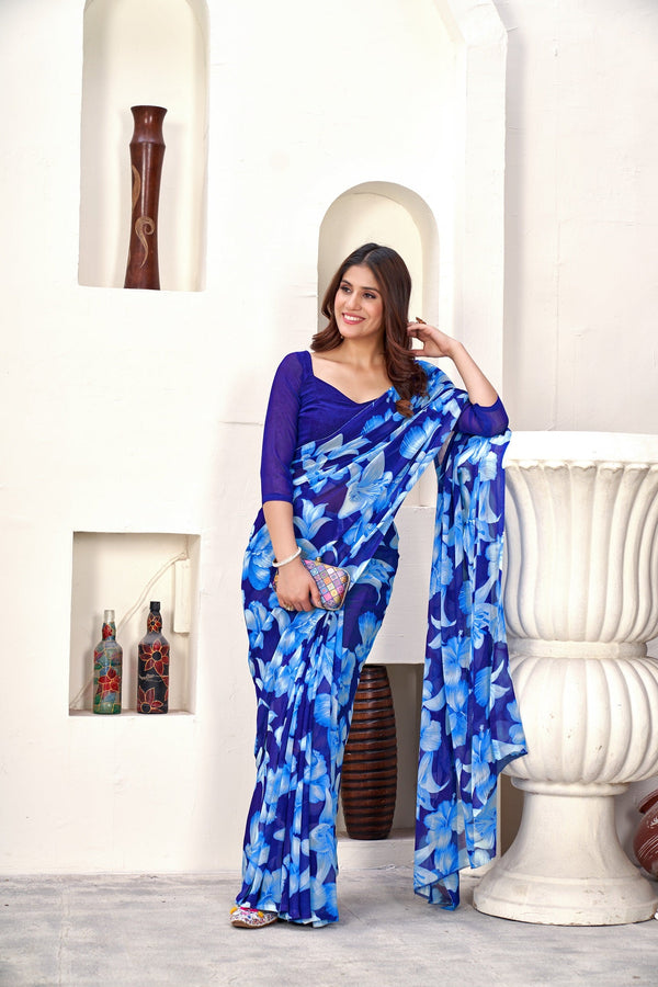 Women Casual Wear Printed Weight Less Saree with Un Stitched Blouse | WomensFashionFun