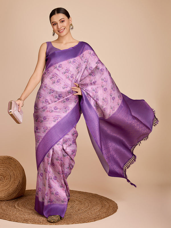 Women Party Wear Semi Kanjivaram Silk Ready to Wear  Saree with Un Stitched Blouse(Size Up to 42) | WomensFashionFun