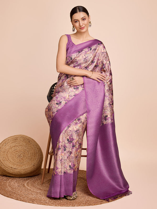 Women Party Wear Semi Kanjivaram Silk Ready to Wear  Saree with Un Stitched Blouse(Size Up to 42) | WomensFashionFun