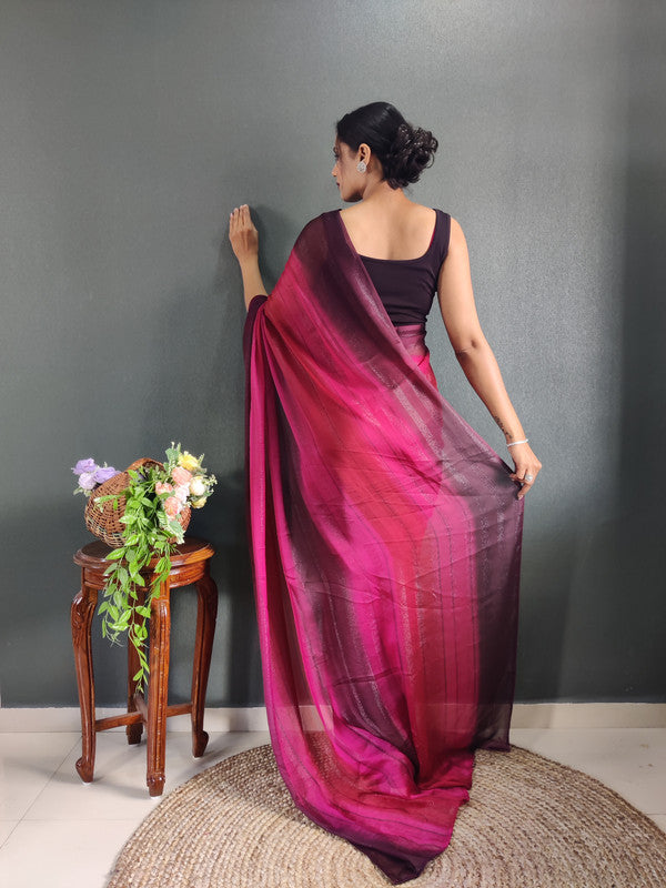 Women Georgette Silk Printed Ready To Wear Saree With Blouse Piece