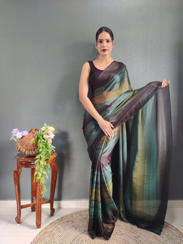 Women Georgette Silk Printed Ready To Wear Saree With Blouse Piece