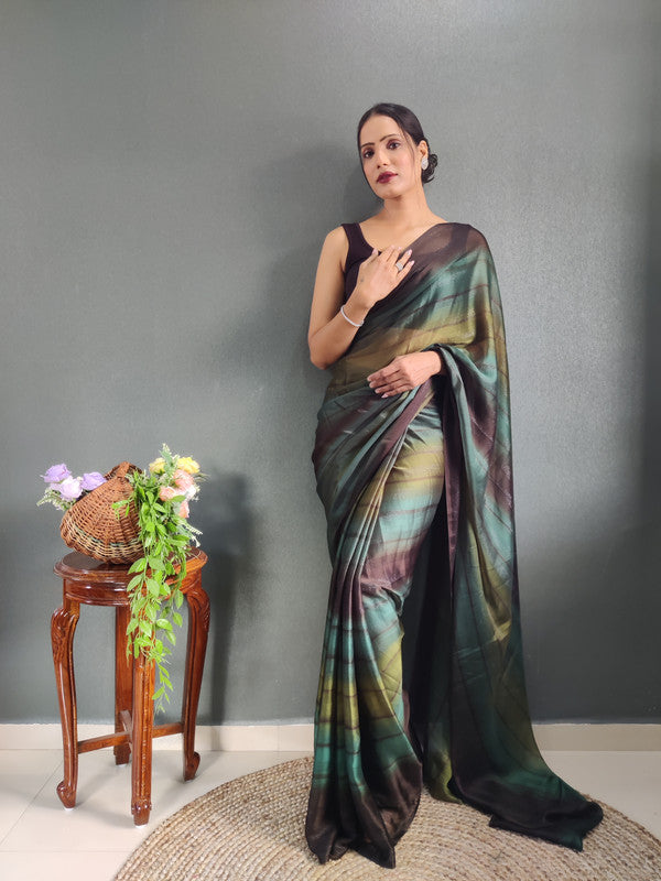 Women Georgette Silk Printed Ready To Wear Saree With Blouse Piece