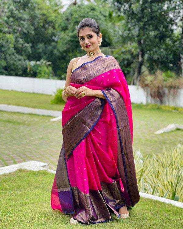 Women Banarasi Silk Woven Saree With Blouse Piece | womensfashionfun